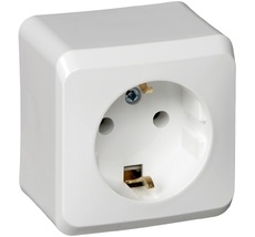 Розетка накладная с заземлением (белый) Systeme Electric PA16-003B