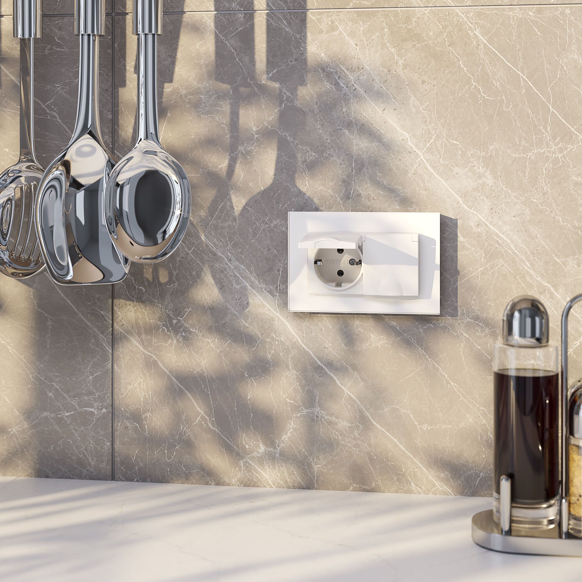 Розетка двойная влагозащ. с зазем. с защит. крышками и шторками Werkel a057276_WR