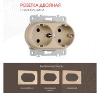 Розетка двойная с заземлением 16A 250V Arte Milano 202.40-2.shampan