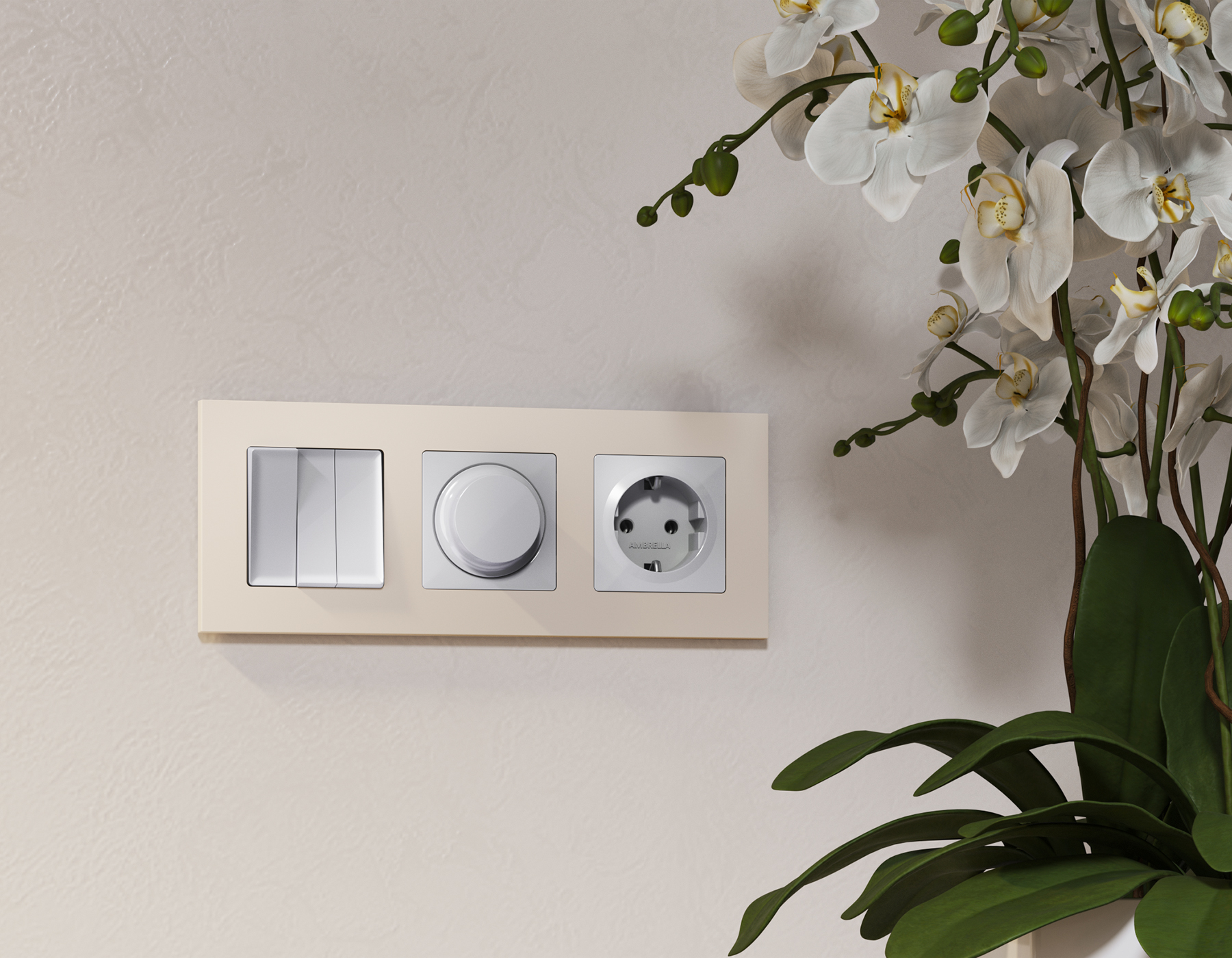 Лицевая панель для электрической розетки с заземлением со шторками QUANT Ambrella Volt ALFA AP4070_AMB