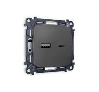Розетка Ambrella Volt OMEGA мягкое касание 2USB A+C 20W быстрая зарядка QUANT MO911010_AMB