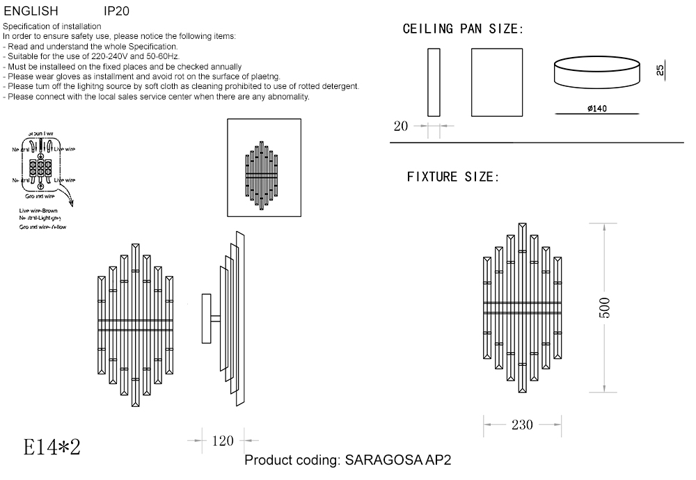 Настенный светильник Crystallux SARAGOSA SARAGOSA AP2 BRASS/TRANSPARENTE_CR
