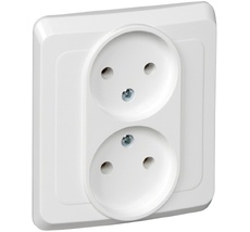 Розетка встраиваемая двойная без заземления (белый) Systeme Electric PC16-005B