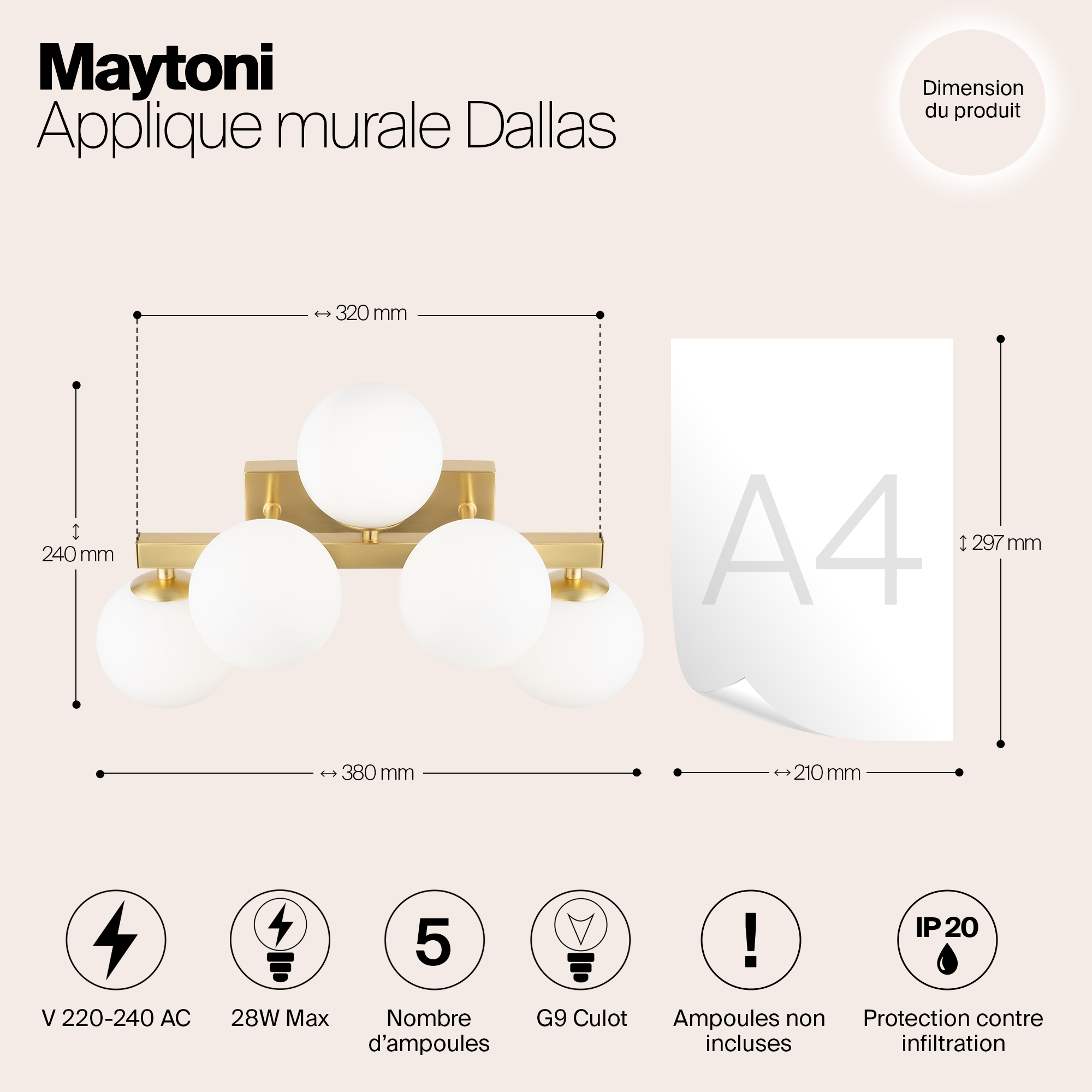 Настенный светильник Maytoni Dallas MOD547WL-05BS_MY