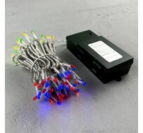 Гирлянда Нить на Батарейках 10м Разноцветная, 100 LED, Провод Прозрачный Силикон, IP65 EST100-4W10-8M