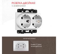 Розетка двойная с заземлением 16A 250V Arte Milano 217.40-2.silver