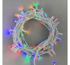 Гирлянда Нить 10м Разноцветная 220В, 100 LED, Провод Белый Каучук, IP65 LTC LL100-8-2M LL100-8-2M