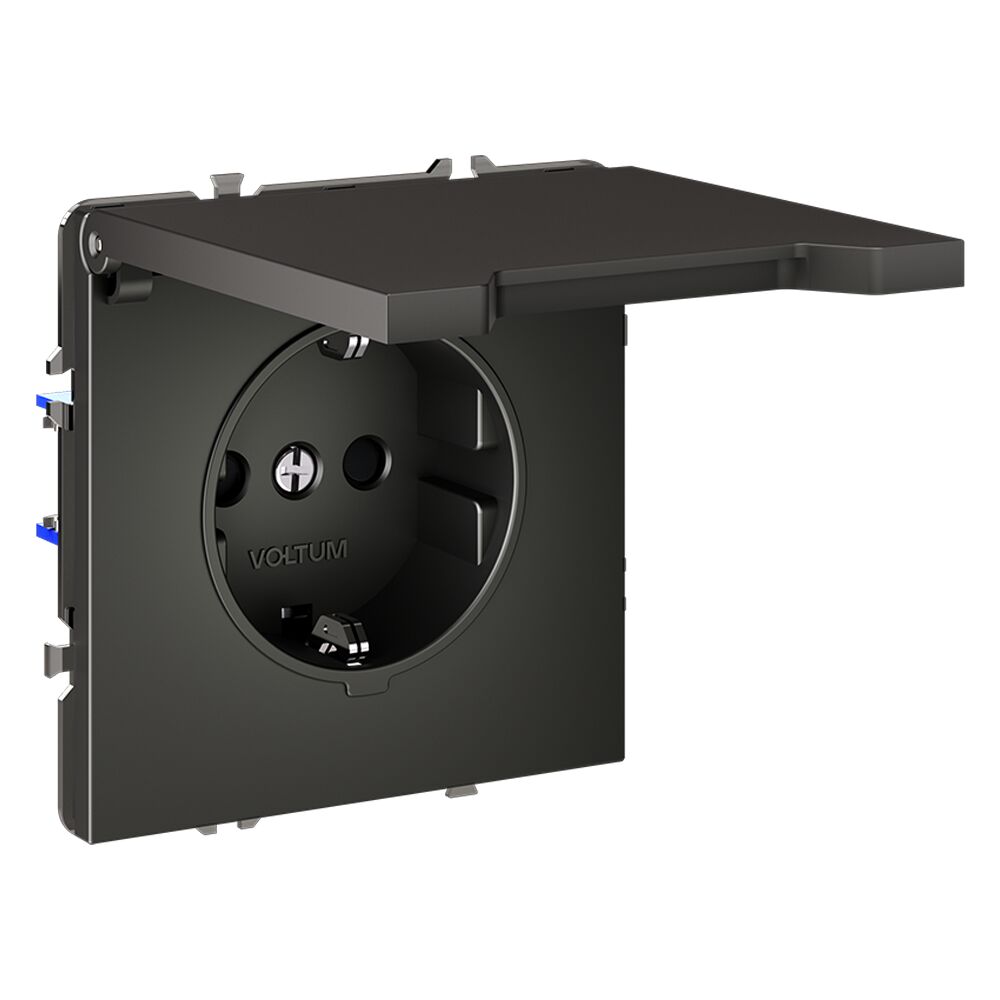 Розетка встраиваемая VOLTUM S70 с заземлением, защитными шторками и крышкой 16А VLS040306