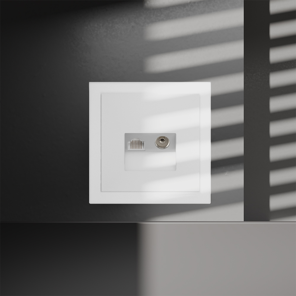 Розетка телевизионная встраиваемая VOLTUM S70 TV+RJ45 VLS060702