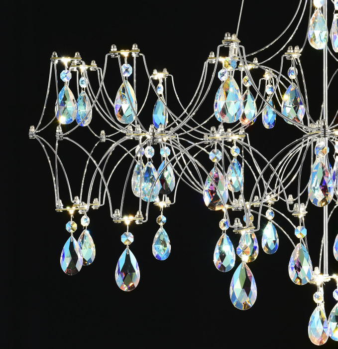 Подвесная люстра светодиодная с пультом и хрустальными подвесками K9 MyFar MR2651-57P-50CD