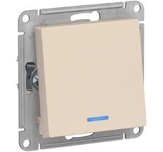 Выключатель встраиваемый одноклавишный с подсветкой (бежевый) Systeme Electric ATN000263