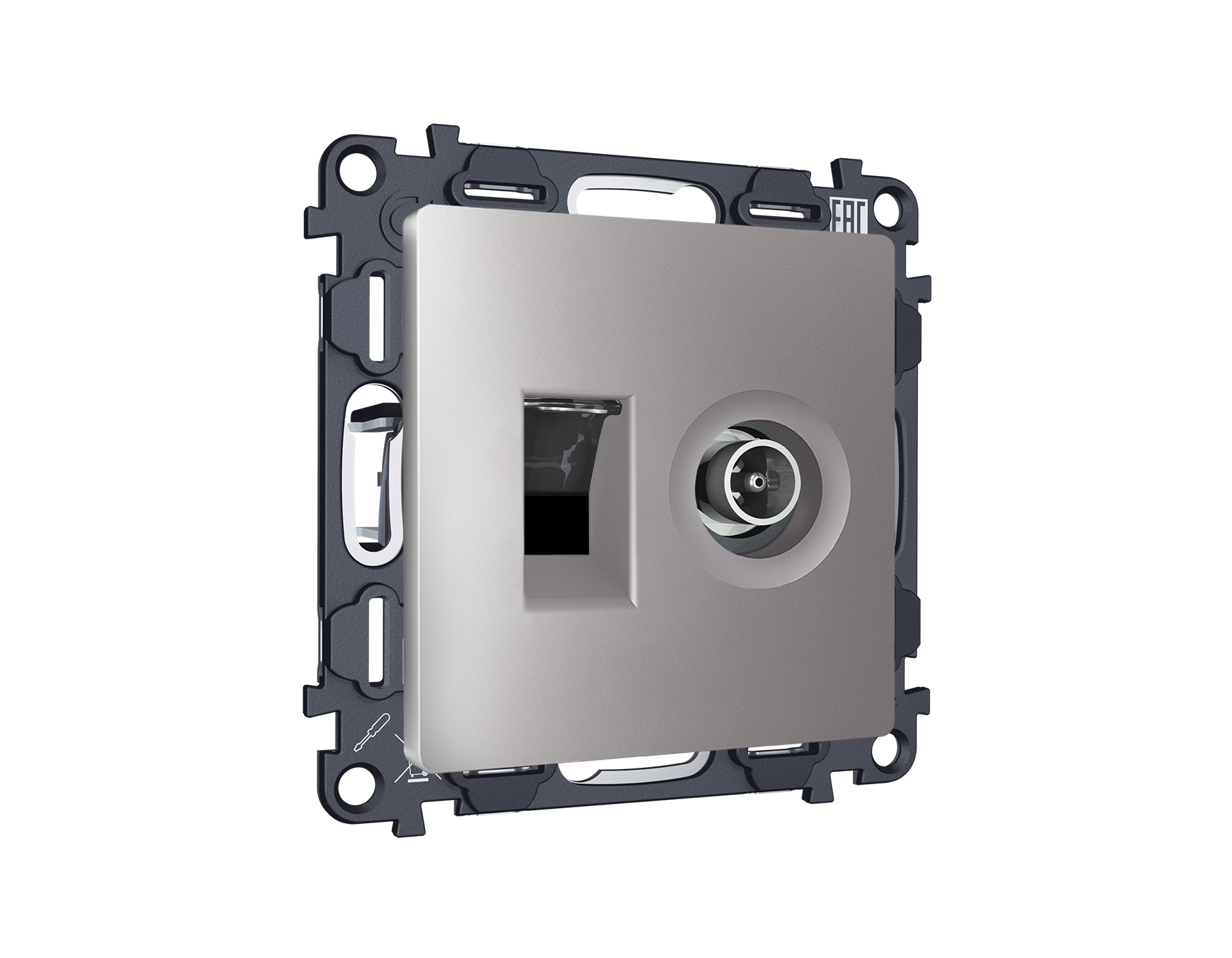 Комплект механизма розетки компьютерной + TV оконечной RJ-45 с автоматической защитной шторкой ALFA QUANT (AP5125, VM195) Ambrella Volt MA512510_AMB