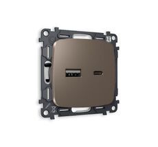 Розетка Ambrella Volt OMEGA 2USB A+C 20W быстрая зарядка QUANT MO641010_AMB