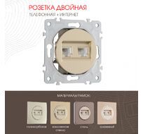 Розетка телефонная RJ11 + интернет RJ45 Arte Milano 202.44-1.shampan