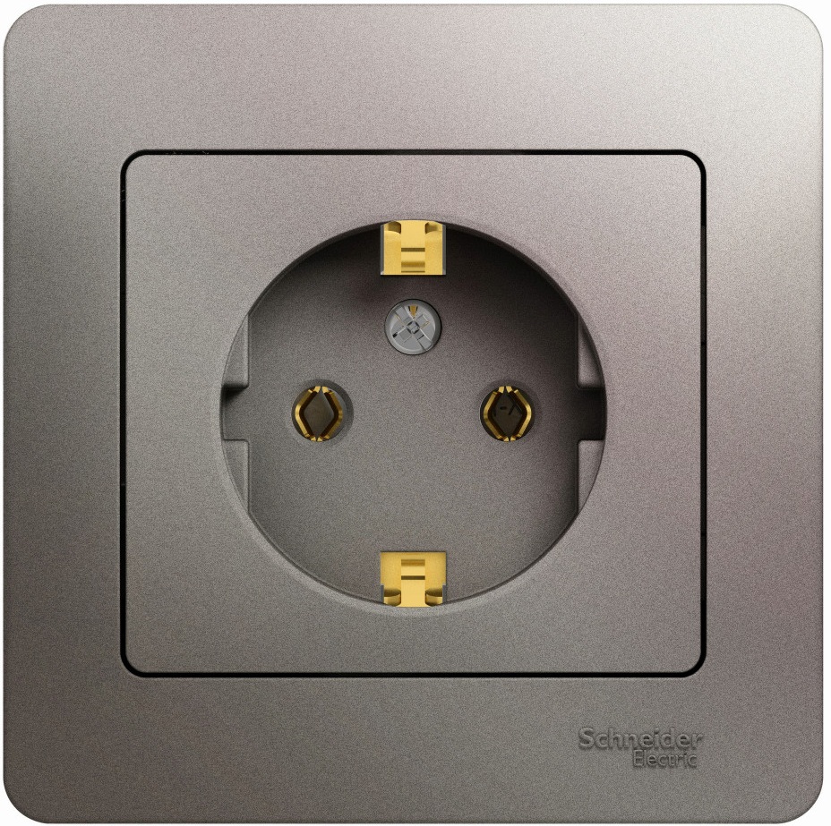 Розетка встраиваемая с заземлением (платина) Systeme Electric GSL001242