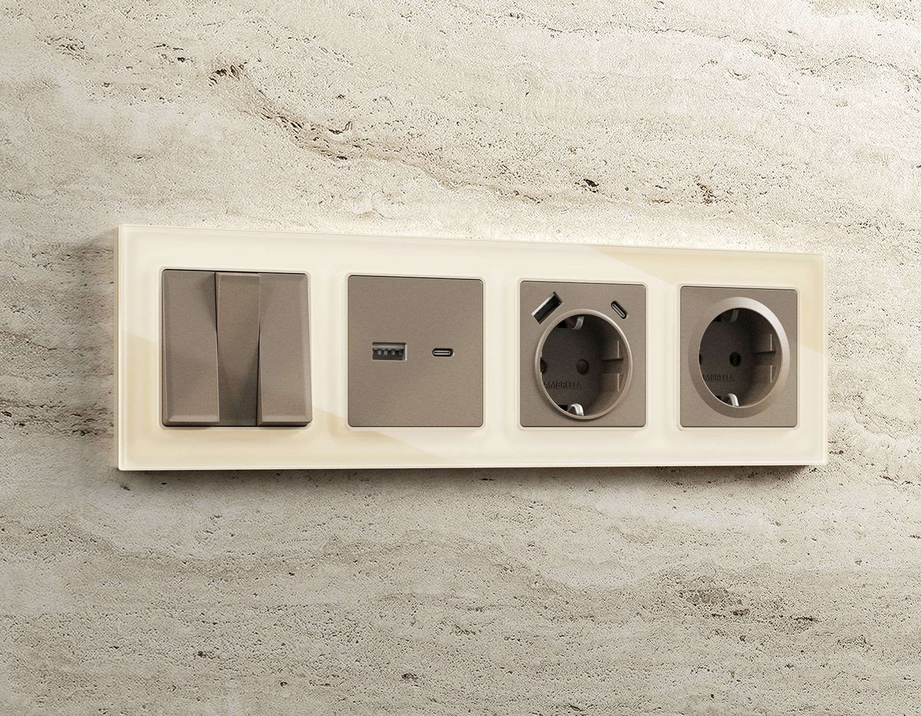 Лицевая панель для розетки 2USB тип A+C QUANT Ambrella Volt ALFA AP6410_AMB