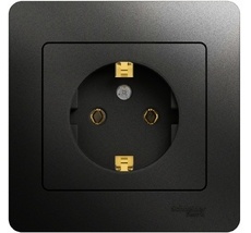 Розетка встраиваемая с заземлением (антрацит) Systeme Electric GSL000742
