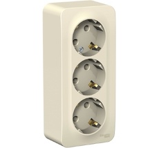 Розетка накладная тройная с заземлением (молочный) Systeme Electric BLNRA010312