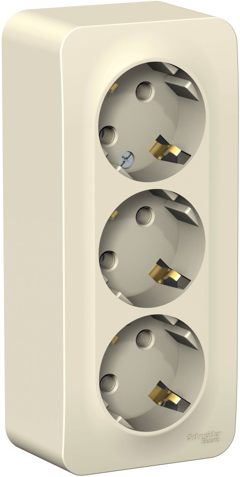 Розетка накладная тройная с заземлением (молочный) Systeme Electric BLNRA010312