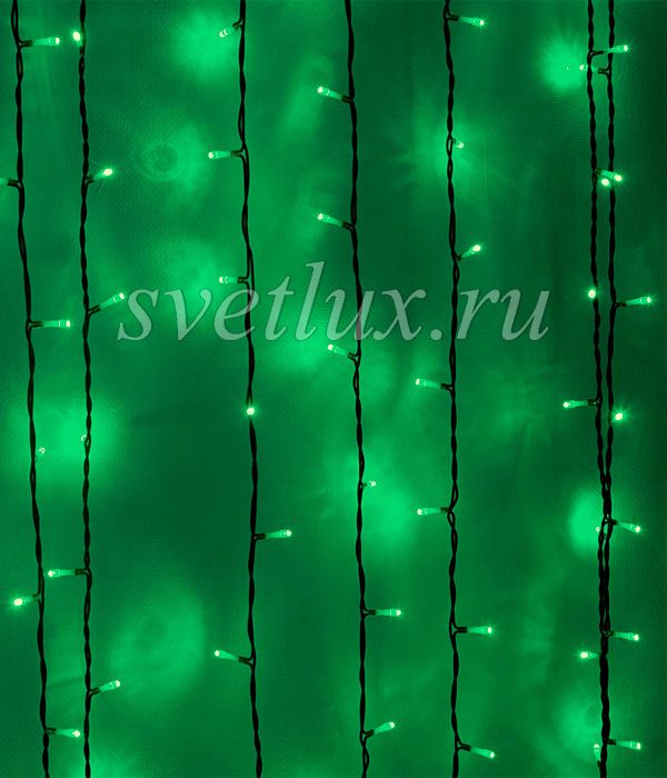 

Гирлянда Занавес 2 x 1 м Зеленый 220В, 200 LED, Провод Черный ПВХ, IP54 01-022, 01-022