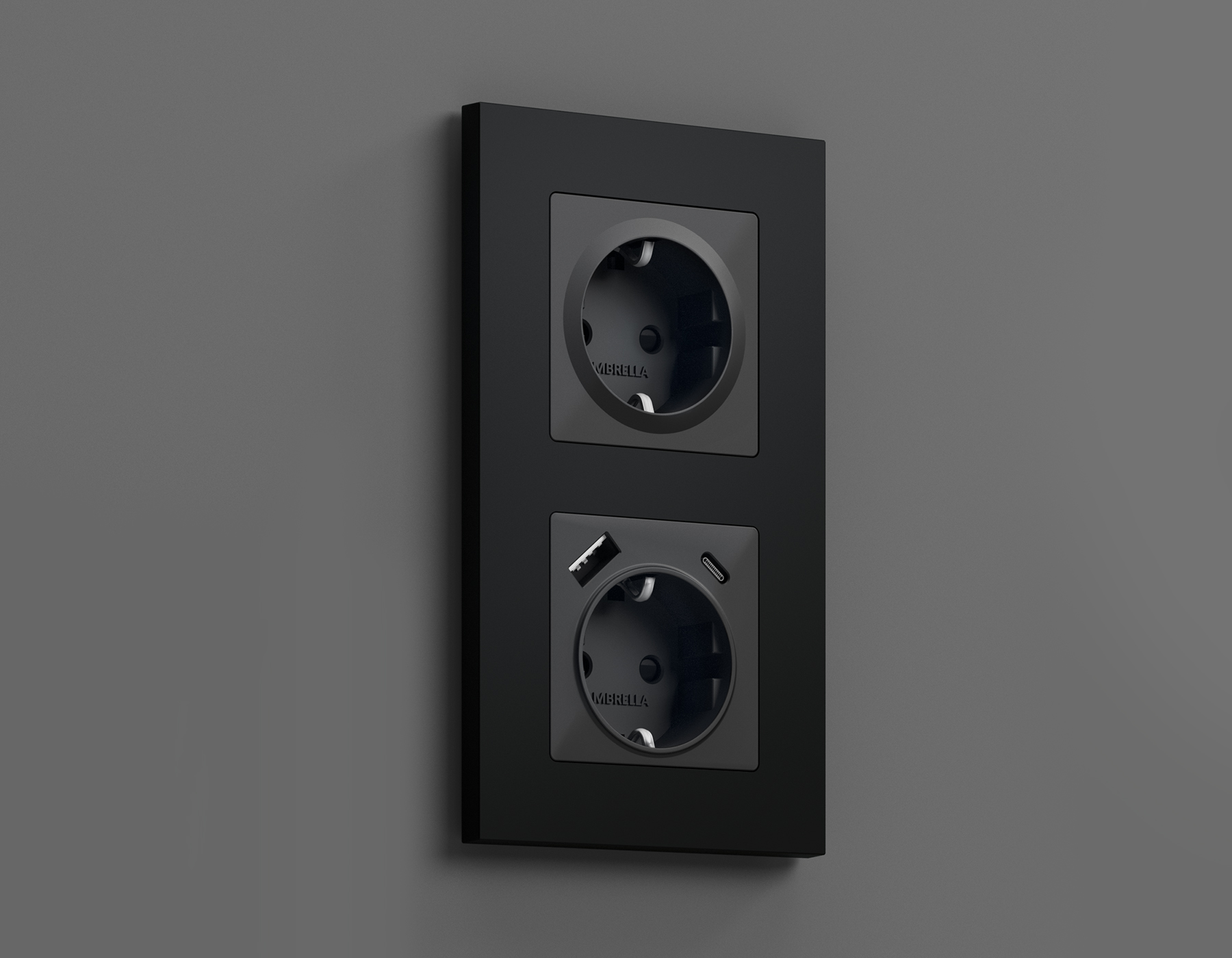 Лицевая панель (Мягкое касание) для электрической розетки с заземлением со шторками Ambrella Volt QUANT AP9070_AMB