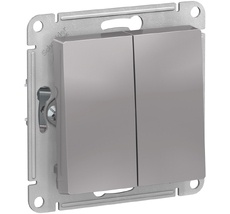 Выключатель встраиваемый двухклавишный (алюминий) Systeme Electric ATN000365