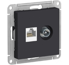 ТВ-розетка встраиваемая и Ethernet RJ-45 (карбон) Systeme Electric ATN001089