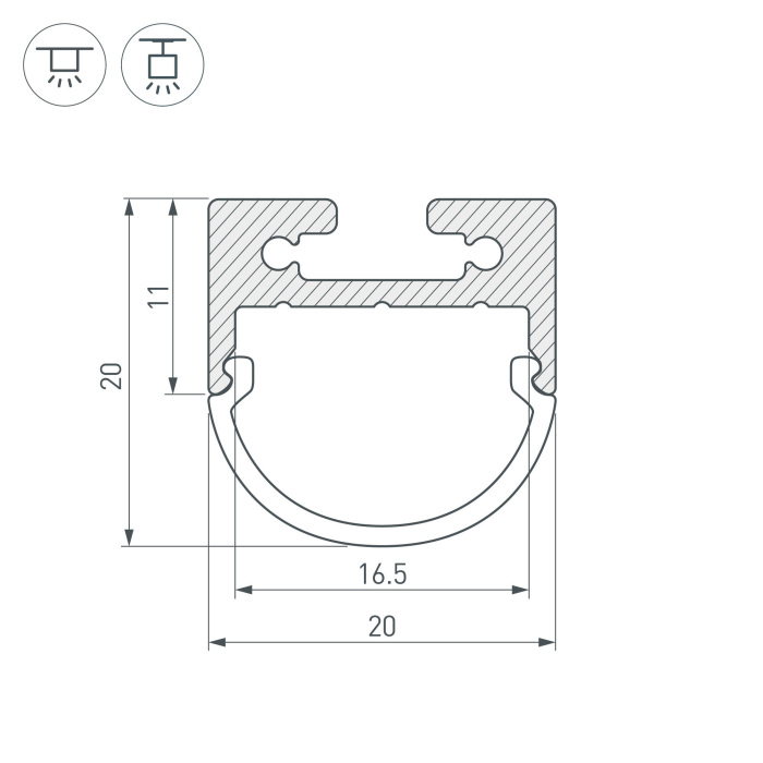 Профиль с экраном SL-LINE-2011M-2500 ROUND 027992_ARL