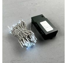 Гирлянда Нить на Батарейках 10м Белая, 100 LED, Провод Прозрачный Силикон, IP65 EST100-4W10-8W