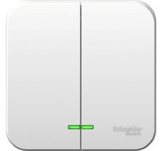 Выключатель накладной двухклавишный с подсветкой (белый) Systeme Electric BLNVA105111