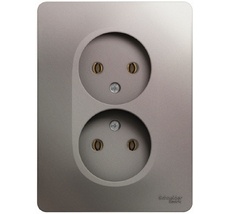 Розетка встраиваемая двойная без заземления (платина) Systeme Electric GSL001220