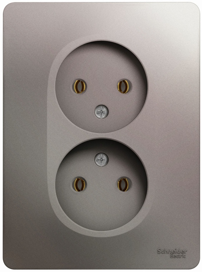 Розетка встраиваемая двойная без заземления (платина) Systeme Electric GSL001220