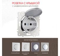 Розетка с заземлением шторками и защитной крышкой 16A 250V Arte Milano 202.41-1.silver