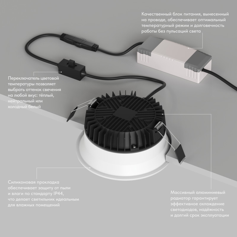 Влагозащищенный встраиваемый светильник Denkirs Trim DK2450-WH