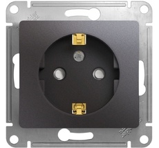 Розетка встраиваемая с заземлением и шторками (графит) Systeme Electric GSL001345