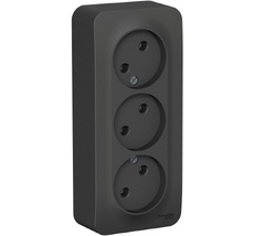 Розетка накладная тройная без заземления (антрацит) Systeme Electric BLNRA000316