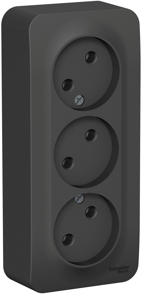 Розетка накладная тройная без заземления (антрацит) Systeme Electric BLNRA000316