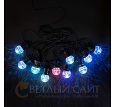 Светодиодная Гирлянда Призма 5м Разноцветная 24В, 10 LED, Провод Черный ПВХ, IP54 BLL10P-11-1M