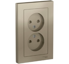 Розетка встраиваемая двойная без заземления со шторками (шампань) Systeme Electric ATN000522