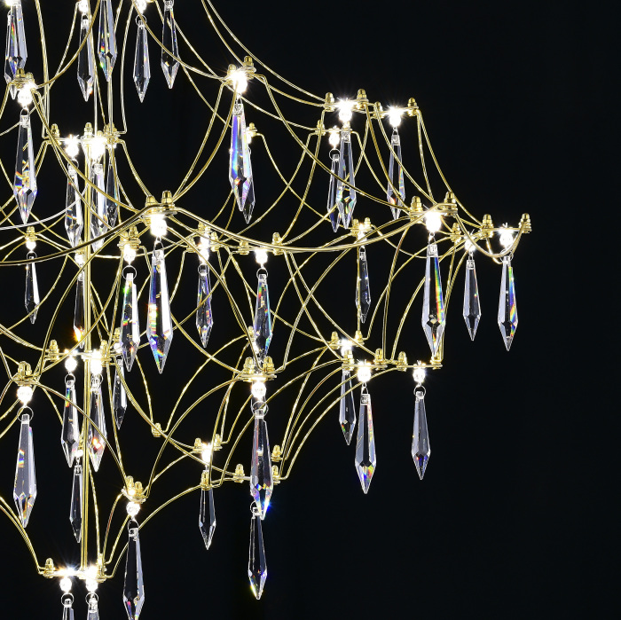 Подвесная люстра светодиодная с пультом и хрустальными подвесками Asfour MyFar MR2642-66P-76AP
