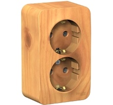 Розетка накладная двойная с заземлением (ясень) Systeme Electric BLNRA010215