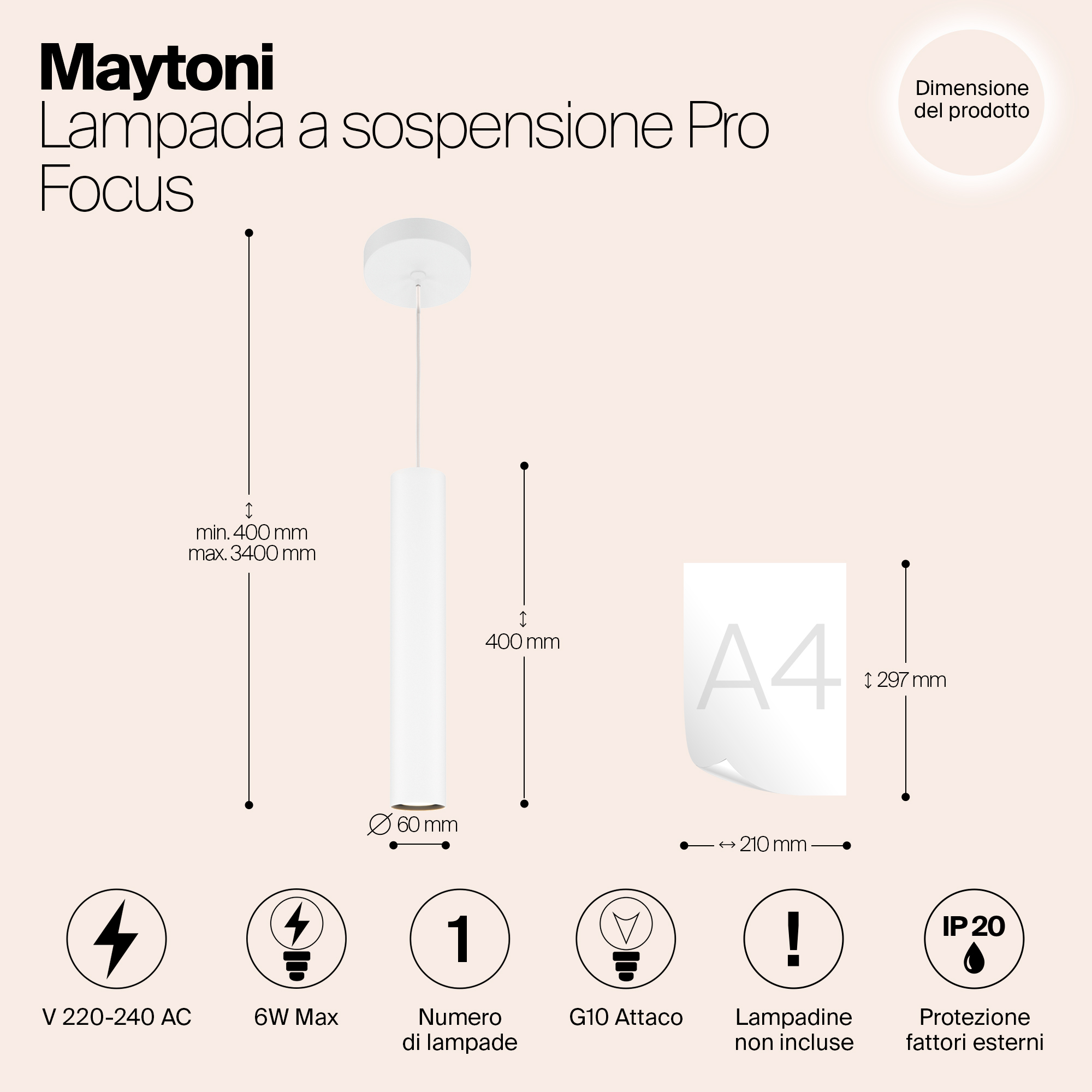 Подвесной светильник Maytoni Pro Focus MOD161PL-01W1_MY