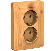 Розетка встраиваемая двойная с заземлением (ясень) Systeme Electric BLNRS001025