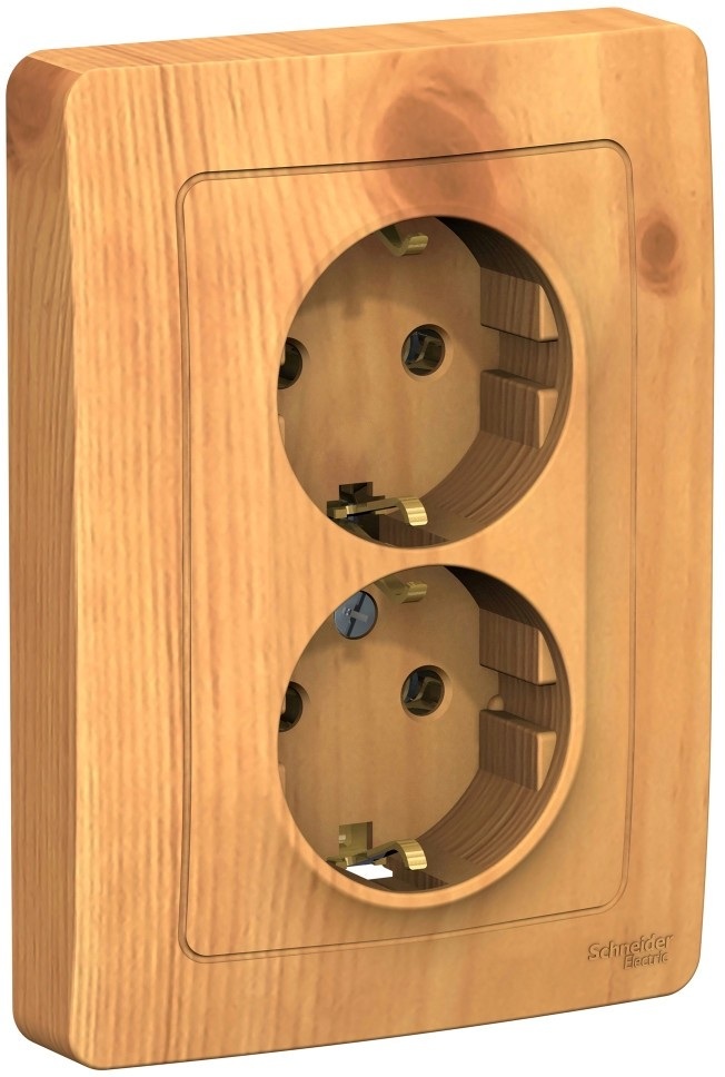 Розетка встраиваемая двойная с заземлением (ясень) Systeme Electric BLNRS001025