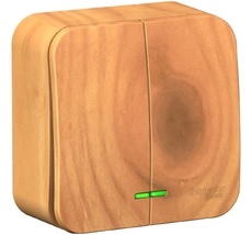 Выключатель накладной двухклавишный с подсветкой (ясень) Systeme Electric BLNVA105105