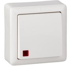 Выключатель накладной одноклавишный с подсветкой (белый) Systeme Electric VA16-137-B