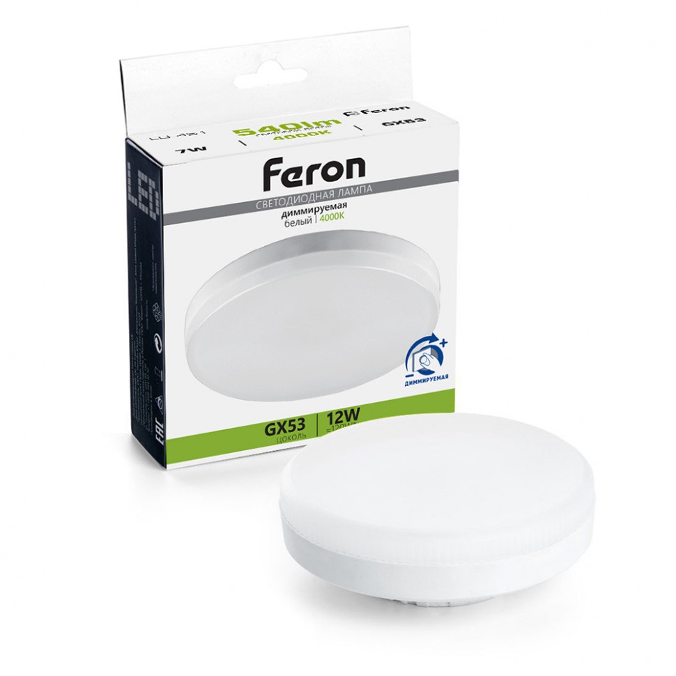Лампа светодиодная GX53 таблетка диммируемая 12W 230V GX53 4000К Feron 51065_FR