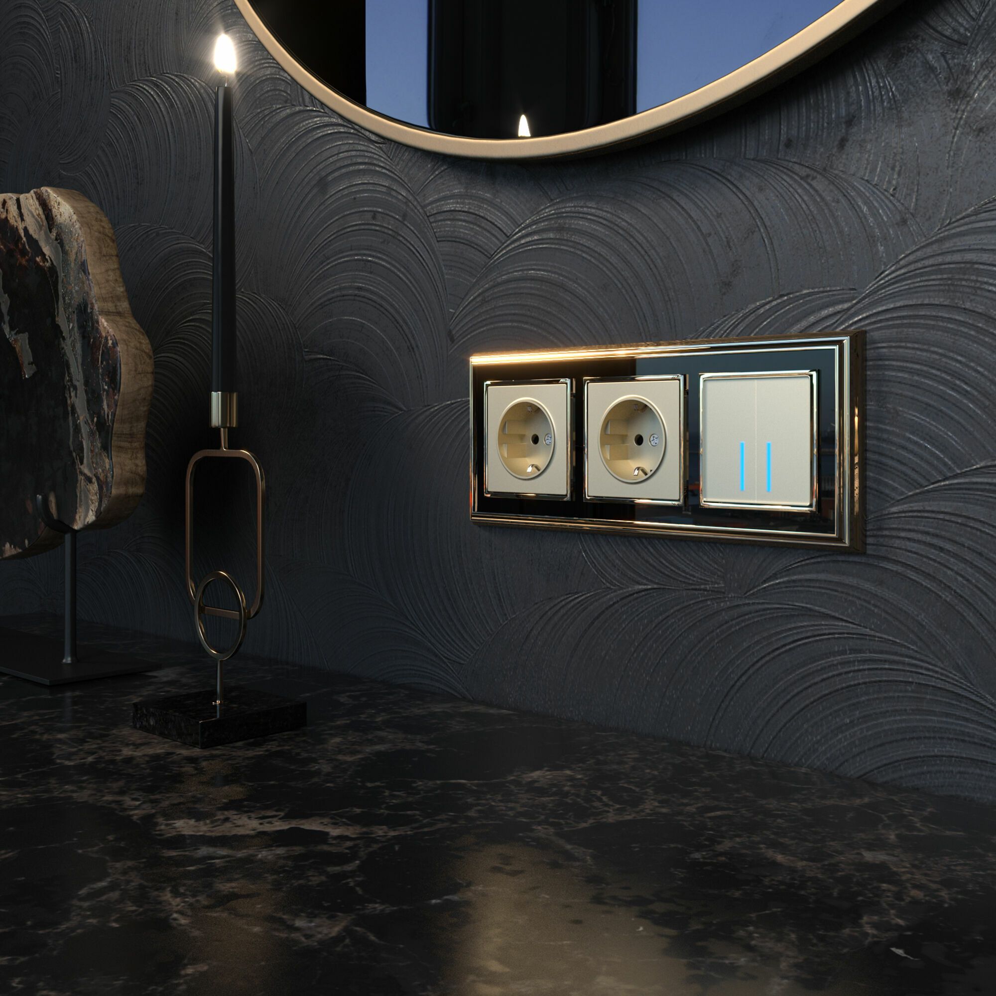 Сенсорный выключатель двухклавишный с подсветкой 1000 Вт Werkel a057683_WR