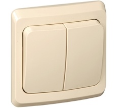 Выключатель встраиваемый двухклавишный (кремовый) Systeme Electric BC10-002K