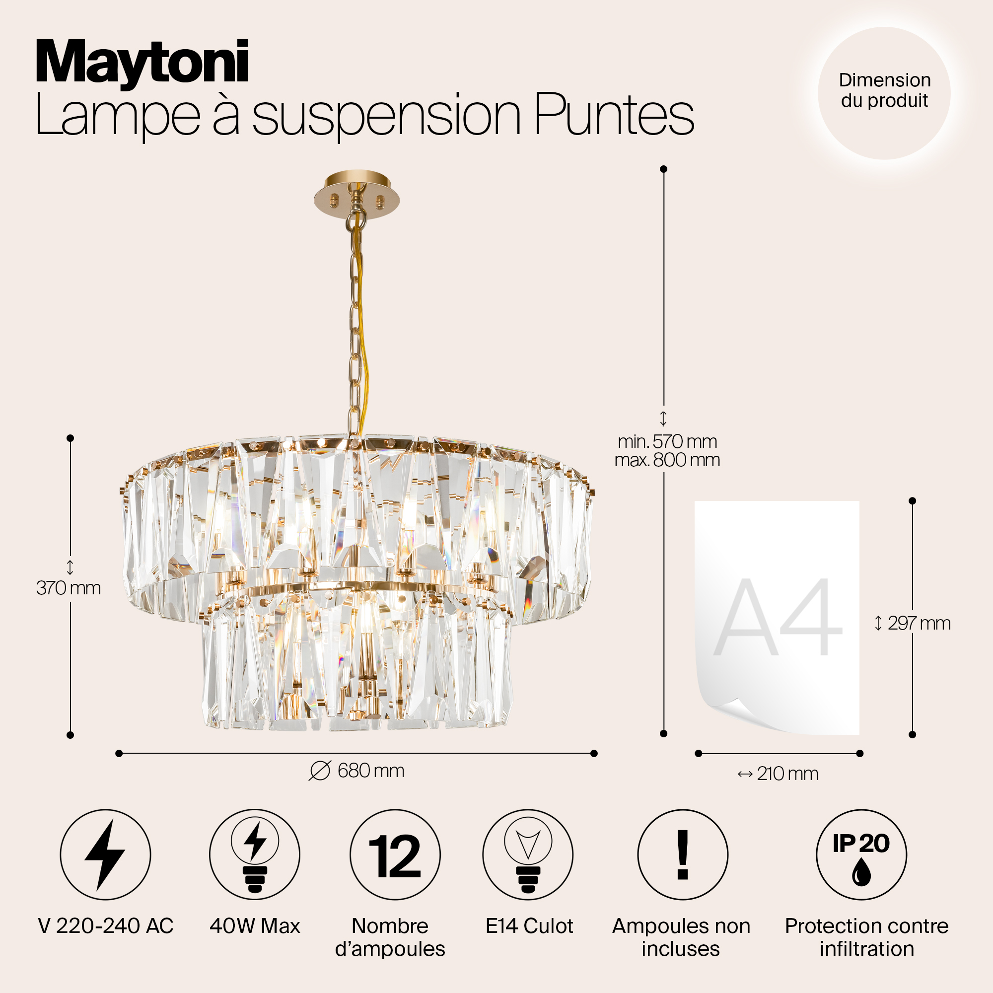 Подвесная люстра Maytoni Puntes MOD043PL-12G_MY